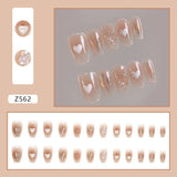 Tineit-Rhinestone Short Heart Nude Ballet Ribbon Halo Dyeing Fake Nails Colorful Nail Art Gorgeous Press on Nails Nail Supplies