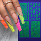 Tineit Iridescent Neon Snake Skin Nail Art Sticker Black Green Adhesive Decals Sexy Animal Fur Sweater DIY Winter Decoration Wraps LYSP