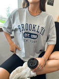 Tineit-Brooklyn EST.1998 NEW YORK City Printed T-Shirt Female Cotton Breathable Short Sleeve Summer High Quality Brand Streetwear Women