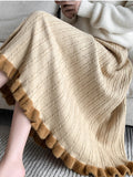 Tineit Knitted Long Skirt Women Autumn Winter Casual Warm Pleated Skirts Female Korean Fashion Elegant High Waist A Line Ruffles Skirt