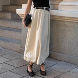 Black Friday Tineit Fashion High Waist Skirts For Women Solid Colkor Splice Bud Skirt 2024 Autumn New Female Loose Streetwear Midi Skirts