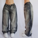 Tineit Streetwear Fashion New Pure Black Washed Baggy Jeans Men And Women Y2K Harajuku Casual Gothic High Waist Wide Leg Trousers