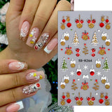 Tineit Christmas Nail Sticker 5D Gold Glitter Snowflake Elk Penguin Bells Design Adhesive Nail Slider Decals Winter Manicure Decoration