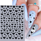 Tineit 3D White Black Heart Nail Stickers Cute Cartoon Golden Love Self Adhesive Slider Valentine Manicure Accessories Tips Decoration