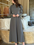 Tineit-Eid Modest Dress for woman Ramadan women Abaya Half High Collar Party Long Dress Solid Vestidos Largos Dubai Robe Jalabiya