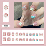 Tineit-Fall nails Christmas nails 24pcs Press on False Nails Set Cartoon Animal Decal Fake Nails Art  Full Cover Artificial Short Nail Tips With Wearing Tools