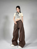 Tineit Women's Palazzo Pants Streetwear Fashion Reflective Stripe Jogger Wide Leg Trousers Y2k Baggy Sweatpants Female Pantalon