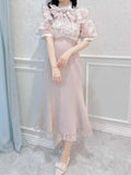 Tineit Ruffles Mesh Vestidos Double-layer Lace Bow Dress Half Sleeve Vestido Japan Style Sweet Dresses Spring 2025 New Ropa Mujer