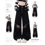 Tineit Y2K Streetwear Cargo Pants Women Casual Loose Casual Oversize Female Wide Leg Trousers Retro Hip Hop Street Fashion Slacks