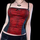 Tineit Harajuku Grunge Corset Crop Top Lace Trim Sleeveless Tank Top Gothic Black Emo Alt Clothes y2k Punk Vest Women Streetwear