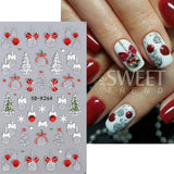 Tineit Christmas Nail Sticker 5D Gold Glitter Snowflake Elk Penguin Bells Design Adhesive Nail Slider Decals Winter Manicure Decoration