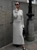 Black Friday Tineit Fall Winter New Knitted Long Dress Female Casual Slinky High Waist Rib Sweater Bodycon Dresses Lady Holiday Party Outfits