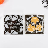 Tineit 100pcs Halloween Candy Bag Ghost Pumpkin Plastic Cookie Gift Packaging Bags Happy Halloween Party Decoration Kids Trick or Treat