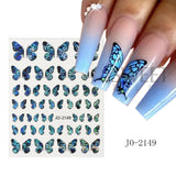 Tineit 3D Bule Butterflies Nail Art Stickers Spring Cute DIY Charm Decal Wraps Adhesive Slider Decal Manicure Nail Art Decoration LYJO