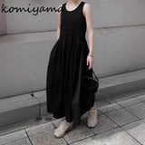 Tineit  Japan Casual Vestidos Mujer 2025 Woman Dress Tank Vestido Elegant Summer O-neck Sleeveless Dresses High Waist Holiday Robes