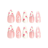 Tineit-24Pcs Simple Almond False Nails Shiny White French Stiletto Fake Nails Detachable Oval Full Cover Press on Nails Tips Manicure