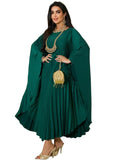 Tineit-Eid Ramadan Bat Sleeve Pleated Dress for women woman Dresses Abaya Long Dress Belt Morocco Kaftan Vestidos Dubai Robe Jalabiya