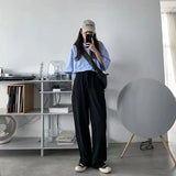 Tineit American New Heavy Industry Old Washed Jeans Deconstruction Splicing Women Y2K Harajuku Vintage Straight Wide-leg Pants Women