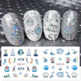 Tineit 12pcs Winter Forest Styling Water Stickers For Nail Gradient Snowflake Bird Elk Design Xmas Manicure Charm Sliders LYBN2425-2436