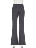 Tineit Low Waist Wide Leg Suit Pants Women Old Money Style Korean Fashion Baggy Trousers Female Office Wear Elegant Gray Pants