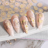 Tineit Bronzing Elegant Flowers Nail Art Stickers Metallic Silver Line Design Tulip Rose Floral Butterfly Spring Charm Manicure Decals