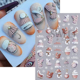 Tineit Christmas Cartoon Nail Stickers Santa Claus Snowman Gloves Self Adhesive Sliders Nail Decals Snowflake Manicure Art  Decoration