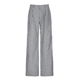 Tineit Striped Low Waist Wide Leg Pants Women Old Money Style Streetwear Fashion Baggy Trousers Office Elegant Suit Pants 2024