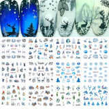 Tineit 12pcs Winter Forest Styling Water Stickers For Nail Gradient Snowflake Bird Elk Design Xmas Manicure Charm Sliders LYBN2425-2436