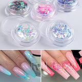 Tineit 1 Box Iridescent Opal Nail Flakes Aurora Mirror Shimmer Irregular Nail Art Paillettes Glitters Gel Polish Manicure Sequins LYJG