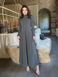 Tineit-Eid Modest Dress for woman Ramadan women Abaya Half High Collar Party Long Dress Solid Vestidos Largos Dubai Robe Jalabiya