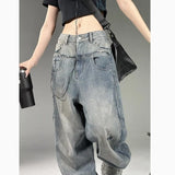 Tineit Tineit American New Fashion Letter Embroidered Baggy Jeans Women Y2K High Street Harajuku Vintage Gothic Straight Versatile Mop Pants