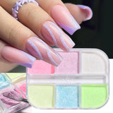 Tineit 6 Grids Sugar White Purple Nail Glitter Powder Sandy Candy Pigment For 3D Acrylic Flower Dazzling Dust Manicure Decor LY1909-22