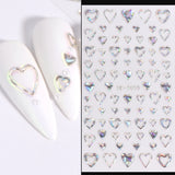 Tineit Laser Silver Heart 5D Nails Art Stickers Engraved Y2K Star Self-adhensive Nail Slider Holographic Embossed Design Decal Manicure