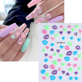 Tineit 3D Kiss Sexy Pink Lips Glitter Stickers Nails Design Self adhesive Nail Art Sliders Valentine's Day Decals Manicure Decorations