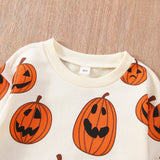 Tineit Halloween Awakecrm Lioraitiin 1-5Years Toddler Girls Boys Halloween Sweatshirt T Shirts Long Sleeve Pullover Pumpkin Halloween Outwear