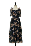 Tineit  Chic Floral Print Drawstring Bow Strap Dresses Summer High Waist Drapede Woman Dress Fashion Vestidos Elegantes