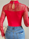 Tineit Lace Corset Top Women Sexy Hollow Out Y2K Tops Ladies Long Sleeve Cropped Tops Female Fishbone Coquette Clothes Streetwear