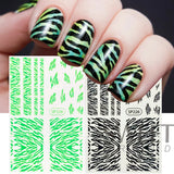 Tineit Iridescent Neon Snake Skin Nail Art Sticker Black Green Adhesive Decals Sexy Animal Fur Sweater DIY Winter Decoration Wraps LYSP