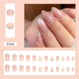 Tineit-Fall nails Christmas nails 24pcs Shinny Almond False Nails Gradient Glitter Crystal Fake Nails Full Cover Detachable Nail Tips Press on Nails DIY Manicure