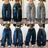 Tineit Streetwear Fashion New Heavy Industry Multi-pocket Baggy Jeans Men And Women Y2K Harajuku Casual Gothic High Waist Wide Trousers