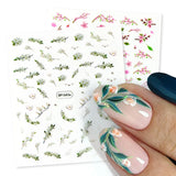 Tineit Fresh Spring Simple Flower Nail Decoration Stickers Magnolia Sakura Floral Pattern Elegant Adhesive Sliders Manicure Decals LYDP