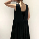 Tineit O-neck Backless Vestidos Mujer Japanese Sleeveless Dress A-line Vestido Elegant 2025 Woman Dresses Summer New Loose Robes