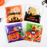 Tineit 100pcs Halloween Candy Bag Ghost Pumpkin Plastic Cookie Gift Packaging Bags Happy Halloween Party Decoration Kids Trick or Treat