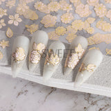 Tineit Bronzing Elegant Flowers Nail Art Stickers Metallic Silver Line Design Tulip Rose Floral Butterfly Spring Charm Manicure Decals