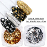 Tineit 1 Box Gold Glitter Flakes Irregular Aluminum Foil Sequins For Nails Chrome Powder Winter Manicure Nail Art Decorations LY1858-1