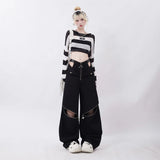 Tineit Y2K Streetwear Cargo Pants Women Casual Loose Casual Oversize Female Wide Leg Trousers Retro Hip Hop Street Fashion Slacks