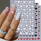 Tineit 3D White Black Heart Nail Stickers Cute Cartoon Golden Love Self Adhesive Slider Valentine Manicure Accessories Tips Decoration