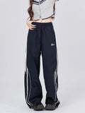 Tineit Women Y2k Stripe Sweatpants Baggy Vintage Parachute Wide Leg Pants Streetwear Casual Oversize Hip Hop Jogger Trousers