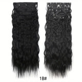 Tineit-6-Piece Clip Type16 Clip Synthetic 22Inch Water Wave Hair Extension Piece Long Mermaid Wavy Synthetic Fiber Women's 1B Daily Use