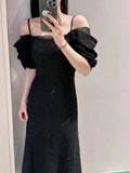 Tineit  slash neck Off Shoulder vestidos Mujer High Waist dress Japanese vestido elegant 2025 woman dresses spring summer robes